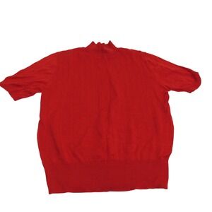 North 17 Women's Silk Knit Top  Mock Neck Short Sleeve‎ Red Blouse Medium